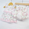 Baby Girl Pink Rose Dress with Big Bow Pants "LM027"