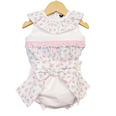 Baby Girl Pink Floral Dress with Big Bow Pants "LM028"
