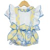Baby Girl Yellow Blue Romper with Frilly Shirt "LM2213"