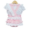 Baby Girl Pink Stripe Frilly Romper with Shirt "LM8803"