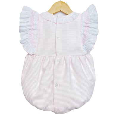 Baby Girl Pink Smocking Frilly Shoulder Romper "MYD2201P"