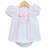 Baby Girl Pink Smocking Dress with Pants Satin Bow "MYD2202"