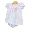 Baby Girl Pink Smocking Dress with Pants Satin Bow "MYD2202"