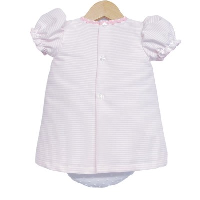 Baby Girl Pink Smocking Dress with Pants Satin Bow "MYD2202"