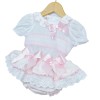 Baby Girl Pink Frilly Skirt with Smocked Shirt Satin Bow "MYD2203P"