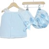 Baby Girl Blue Waffle Dress with Pant& Bonnet "MYD2207"