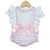 Baby Girl Pink Stripe Frilly Shoulder Skirt with Shirt "LM8804"