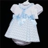 Baby Girl Blue Zig Zag Dress with Pants Satin Bows "MYD304 B"