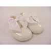 Baby Girls Big Bow Patent Pram Shoes "B025 White"
