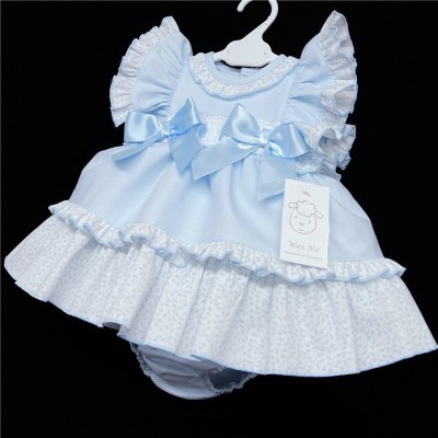 Baby Girl Blue Waffle Puff Ball Dress with Pants "MYD313"