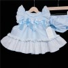 Baby Girl Blue Waffle Puff Ball Dress with Pants "MYD313"