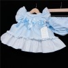 Baby Girl Blue Waffle Puff Ball Dress with Pants "MYD313"