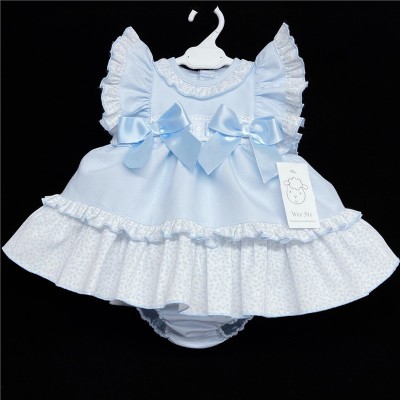 Baby Girl Blue Waffle Puff Ball Dress with Pants "MYD313"