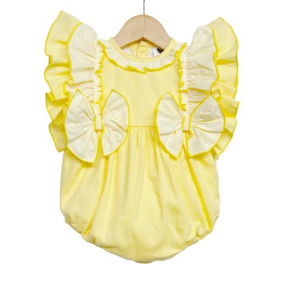 Baby Girl Yellow Frilly Shoulder Romper "LM2207"