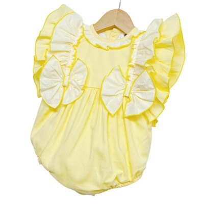 Baby Girl Yellow Frilly Shoulder Romper "LM2207"