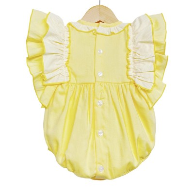 Baby Girl Yellow Frilly Shoulder Romper "LM2207"