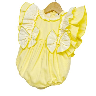 Baby Girl Yellow Frilly Shoulder Romper "LM2207"