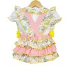 Baby Girl Pink and Yellow Floral Romper with Shirt "LM2210"