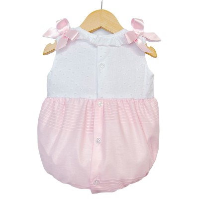 Baby Girl Pink with White Romper Shoulder Bows "MYD2205P"