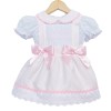 Baby Girl Pink Smocked Pinafore with Shirt Satin Bows "MYD2222P"