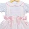 Baby Girl Pink Smocked Pinafore with Shirt Satin Bows "MYD2222P"