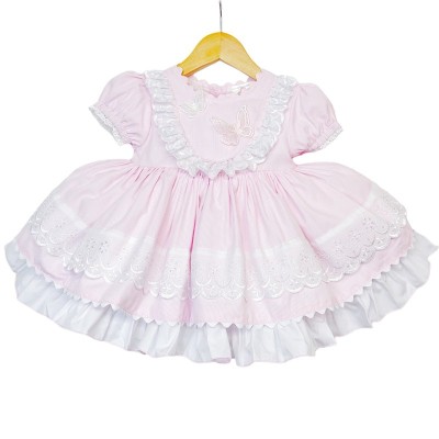 Baby Girl Pink Puff Ball Dress Butterfly Ornament "2140 Pink"