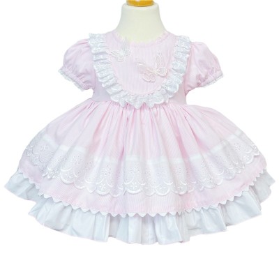 Baby Girl Pink Puff Ball Dress Butterfly Ornament "2140 Pink"