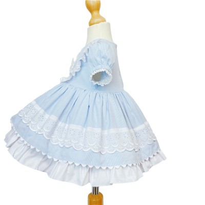 Baby Girl Blue Puff Ball Dress with Butterfly Ornament "2140 Blue"