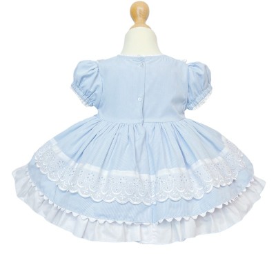 Baby Girl Blue Puff Ball Dress with Butterfly Ornament "2140 Blue"