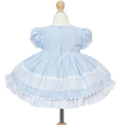 Baby Girl Blue Puff Ball Dress with Butterfly Ornament "2140 Blue"