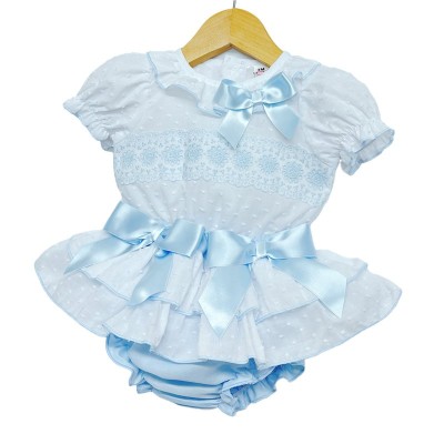 Baby Girl Blue Frilly Skirt with Lace Top "MYD2204B"
