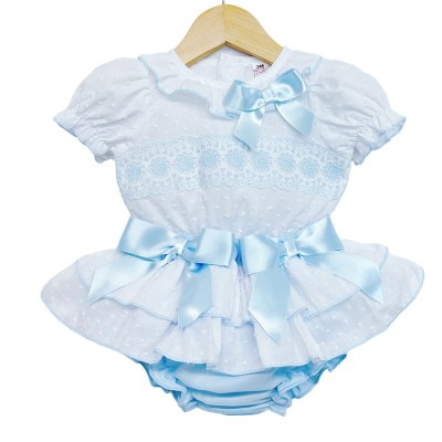 Baby Girl Blue Frilly Skirt with Lace Top "MYD2204B"