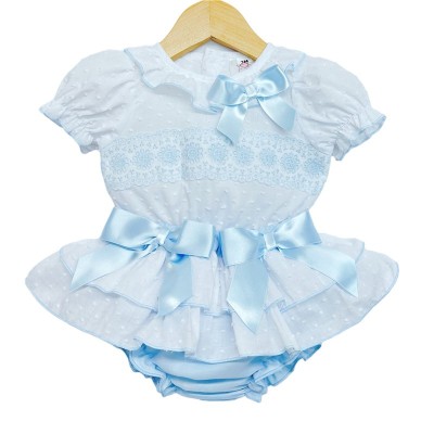 Baby Girl Blue Frilly Skirt with Lace Top "MYD2204B"