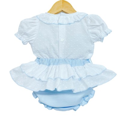 Baby Girl Blue Frilly Skirt with Lace Top "MYD2204B"