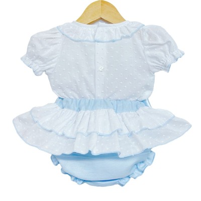 Baby Girl Blue Frilly Skirt with Lace Top "MYD2204B"