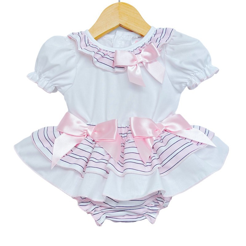 Baby Girl Pink Stripe Frilly Skirt with Top "LM8804S"