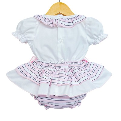 Baby Girl Pink Stripe Frilly Skirt with Top "LM8804S"