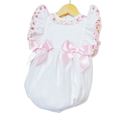 Baby Girl Pink Spotty Frilly Shoulder Romper "MYD2214"