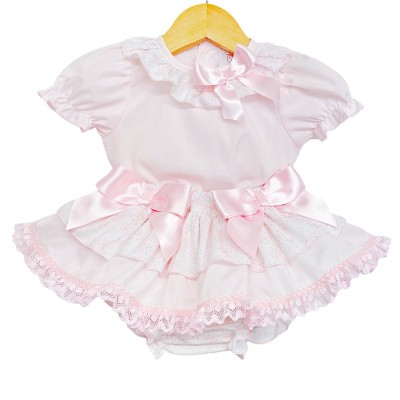 Baby Girl Pink Floral Lacey Skirt with Shirt "MYD2220"
