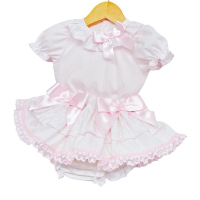Baby Girl Pink Floral Lacey Skirt with Shirt "MYD2220"