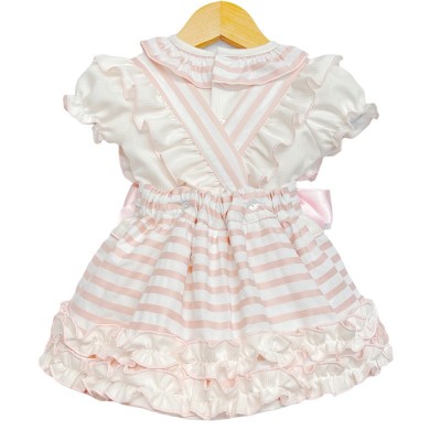 Baby Girl Pink Stripe Pinafore with Shirt "MYD8804"