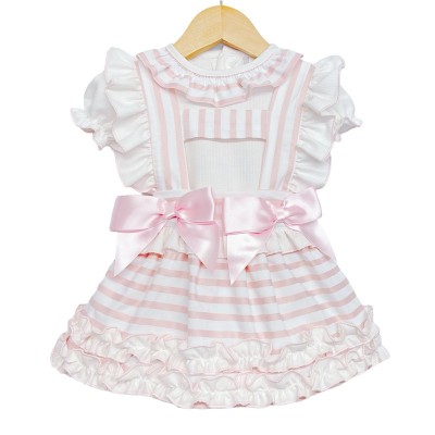 Baby Girl Pink Stripe Pinafore with Shirt "MYD8804"