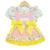 Baby Girl Pink with Yellow Floral Pinafore Set "LM2209P"
