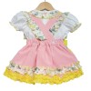 Baby Girl Pink with Yellow Floral Pinafore Set "LM2209P"