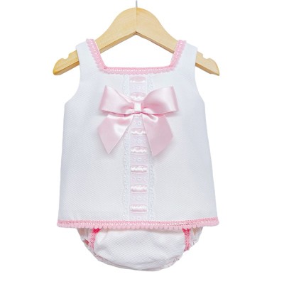 Baby Girls Pink Waffle A Line Dress Set "LM013P"