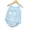 Baby Girls Blue Waffle A Line Dress with Pants "LM013B"