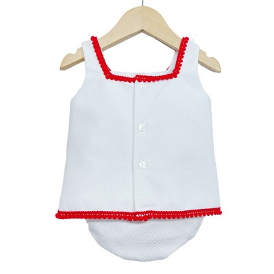 Baby Girls Red Waffle A Line Dress Set "LM013R"