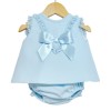 Baby Girl Blue Waffle Open Back Dress with Pants "LM016 B"