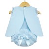 Baby Girl Blue Waffle Open Back Dress with Pants "LM016 B"