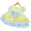 Baby Girl Yellow Blue Puff Ball Lacey Dress "2159 Yellow"